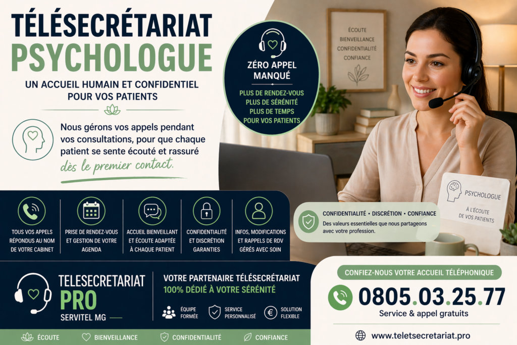 Télésecrétariat pour psychologue